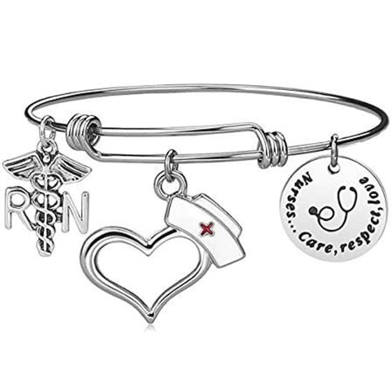 Día de las enfermeras al por mayor Doctor regalo de bobina retráctil pulsera de acero inoxidable
